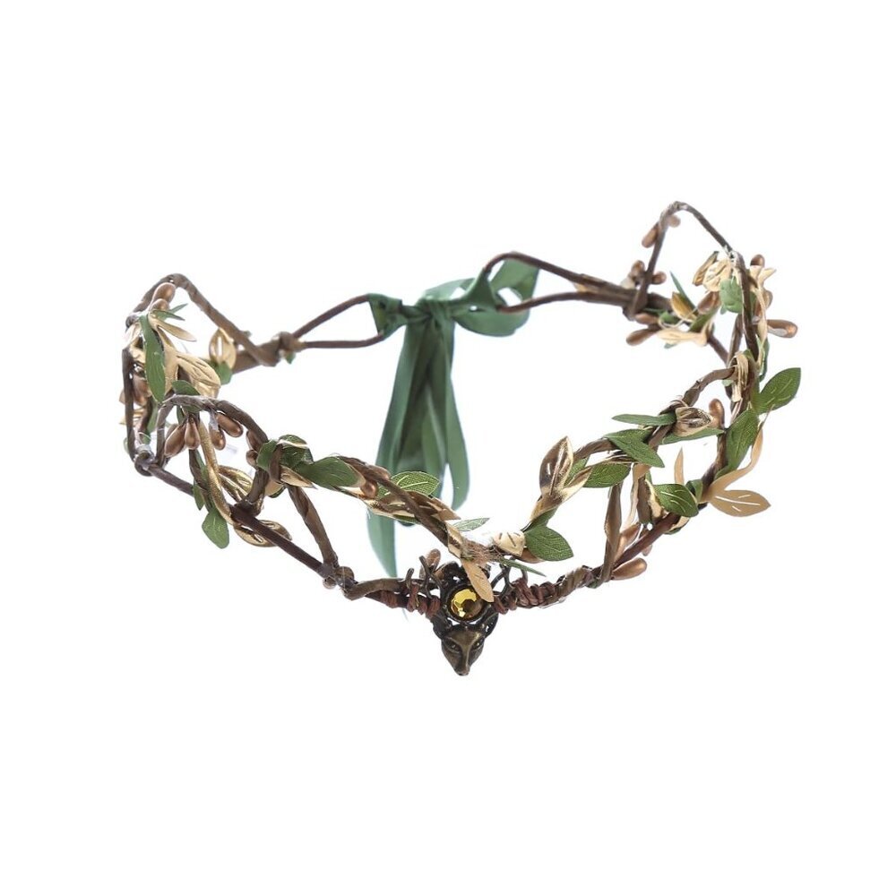 Floral Wire Fairy Crown Headband for Women Girls Halloween Wedding Cosplay